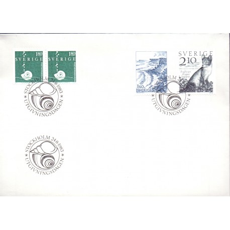 Sverige. 1983. Polarræv og Stora Karlsö, AFA nr. 1238-39 postfrisk  stemplet  hæfte FDC parstykkke SWEDEN