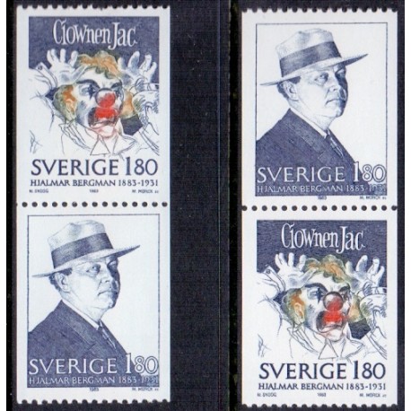 Sverige. 1983. Hjalmar Bergmann, AFA nr. 1241-42 postfriske parstykker stemplet  hæfte FDC parstykkke SWEDEN