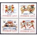 Sverige. 1983. Julefrimærker, AFA nr. 1255-58 postfrisk 4-blok Stemplet hæfte FDC parstykkke SWEDEN