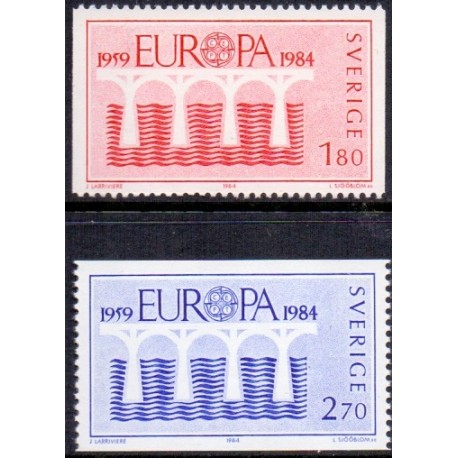 Sverige. 1984. Europamærker / CEPT, AFA nr. 1259-60 postfrisk  Stemplet hæfte FDC parstykkke SWEDEN