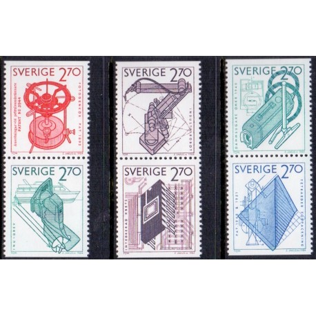 Sverige. 1984. Patentvæsen i 100 år, AFA nr. 1270-75 postfrisk Stemplet hæfte FDC parstykkke SWEDEN