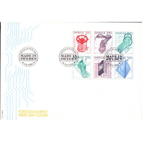 Sverige. 1984. Patentvæsen i 100 år, AFA nr. 1270-75 postfrisk Stemplet hæfte FDC parstykkke SWEDEN
