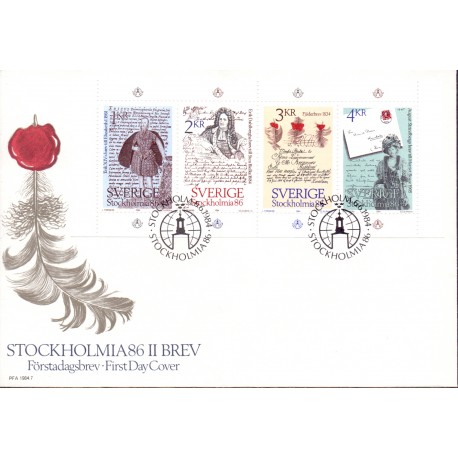 Sverige. 1984. Stockholmia 86, AFA nr. 1276-79 postfrisk miniark Stemplet hæfte FDC parstykkke SWEDEN