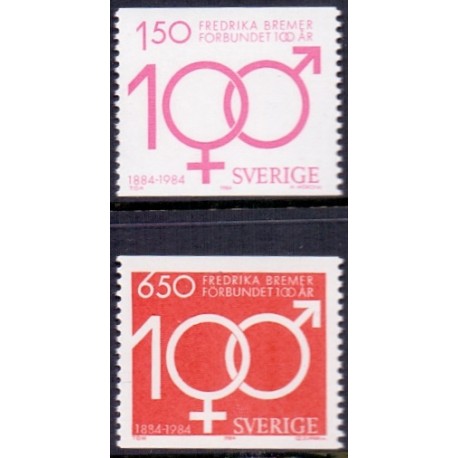 Sverige. 1984. Fredrika Förbundet, AFA nr. 1280-81 postfrisk  Stemplet hæfte FDC parstykkke SWEDEN **/o