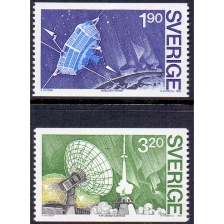 Sverige. 1984. Satellitprojektet Viking, AFA nr. 1293-94 postfrisk  Stemplet hæfte FDC parstykkke SWEDEN **/o