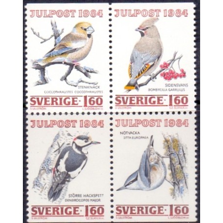 Sverige. 1984. Julefrimærker, AFA nr. 1300-03 postfrisk 4-blok Stemplet hæfte FDC parstykkke SWEDEN **/o
