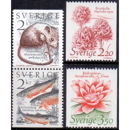 Sverige. 1985. Flora og fauna. AFA nr. 1310-13 postfrisk   Stemplet hæfte FDC parstykkke SWEDEN **/o