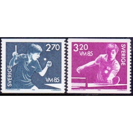 Sverige. 1985. Verdensmesterskaberne i bordtennis. AFA nr. 1314-15 postfrisk  Stemplet hæfte FDC parstykkke SWEDEN **/o