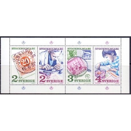 Sverige. 1986. Stockholmia. AFA nr. 1356-59 postfrisk miniark Stemplet hæfte FDC parstykkke SWEDEN **/o