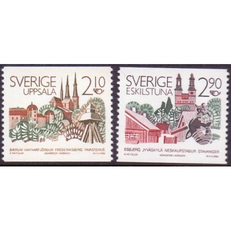 Sverige. 1986. Fællesnordisk udgave. AFA nr. 1375-76 postfrisk Stemplet hæfte FDC parstykkke SWEDEN **/o