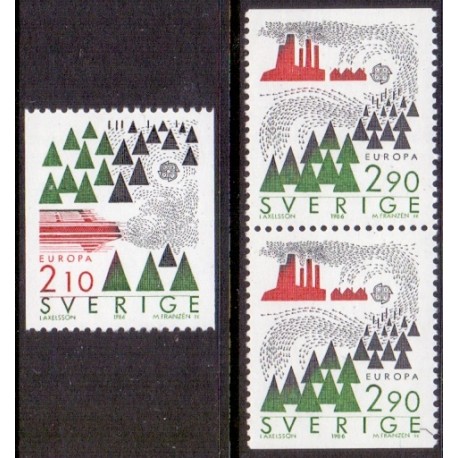 Sverige. 1986. Europamærker / CEPT. AFA nr. 1377-78 postfrisk  Stemplet hæfte FDC parstykkke SWEDEN **/o