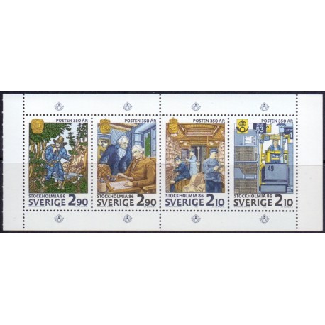 Sverige. 1986. Stockholmia. AFA nr. 1379-82 postfrisk miniark  Stemplet hæfte FDC parstykkke SWEDEN **/o