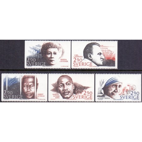 Sverige. 1986. Nobelmærker. AFA nr. 1389-93 postfrisk   Stemplet hæfte FDC parstykkke SWEDEN **/o