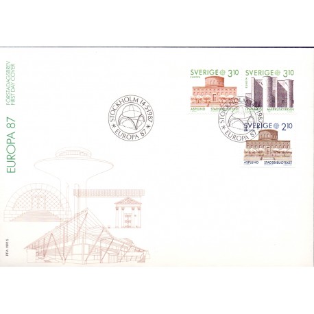Sverige. 1987. Europamærker / CEPT. AFA nr. 1408-10 postfrisk  Stemplet hæfte FDC parstykkke SWEDEN **/o