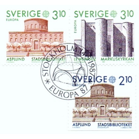 Sverige. 1987. Europamærker / CEPT. AFA nr. 1408-10 postfrisk  Stemplet hæfte FDC parstykkke SWEDEN **/o