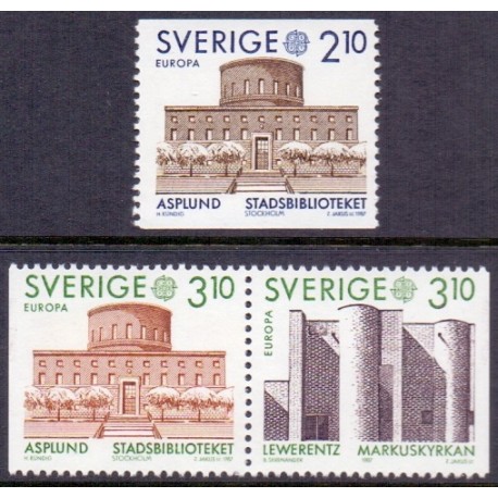 Sverige. 1987. Europamærker / CEPT. AFA nr. 1408-10 postfrisk  Stemplet hæfte FDC parstykkke SWEDEN **/o