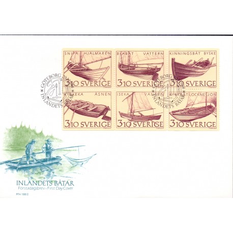Sverige. 1988. Bådtyper. AFA nr. 1437-42 postfriske parstykker  Stemplet hæfte FDC parstykkke SWEDEN **/o