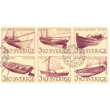 Sverige. 1988. Bådtyper. AFA nr. 1437-42 postfriske parstykker  Stemplet hæfte FDC parstykkke SWEDEN **/o
