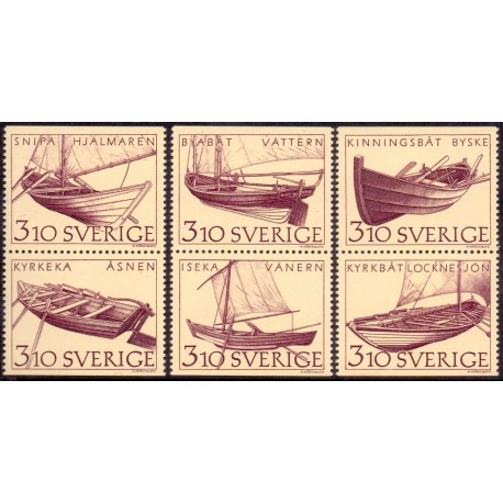 Sverige. 1988. Bådtyper. AFA nr. 1437-42 postfriske parstykker  Stemplet hæfte FDC parstykkke SWEDEN **/o