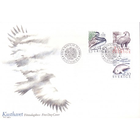 Sverige. 1988. Truede dyr fra kystområder. AFA nr. 1449-51 postfrisk Stemplet hæfte FDC parstykkke SWEDEN **/o