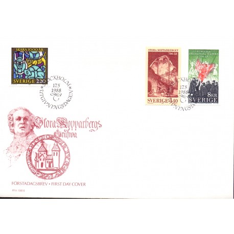 Sverige. 1988. Jubilæer. AFA nr. 1452-54 postfrisk  Stemplet hæfte FDC parstykkke SWEDEN **/o