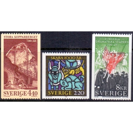 Sverige. 1988. Jubilæer. AFA nr. 1452-54 postfrisk  Stemplet hæfte FDC parstykkke SWEDEN **/o