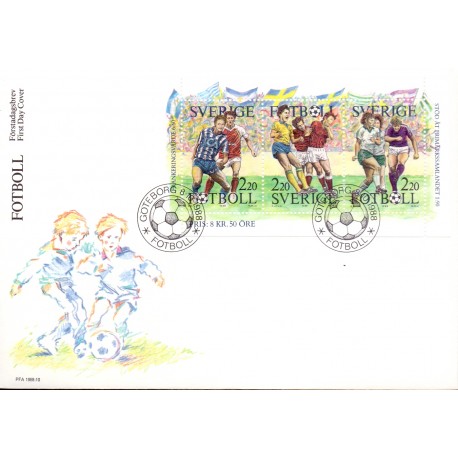 Sverige. 1988. Fodboldt. AFA nr. 1467-69 postfrisk miniark  Stemplet hæfte FDC parstykkke SWEDEN **/o
