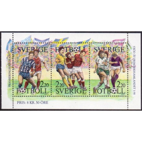 Sverige. 1988. Fodboldt. AFA nr. 1467-69 postfrisk miniark  Stemplet hæfte FDC parstykkke SWEDEN **/o