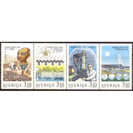 Sverige. 1988. Nobelpristager. AFA nr. 1476-79 postfrisk 4-blok Stemplet hæfte FDC parstykkke SWEDEN **/o