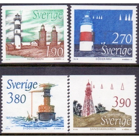 Sverige. 1989. Fyrtårne. AFA nr. 1480-83 postfrisk   Stemplet hæfte FDC parstykkke SWEDEN **/o