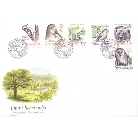 Sverige. 1989. Den truede faune. AFA nr. 1484-89 postfrisk Stemplet hæfte FDC parstykkke SWEDEN **/o