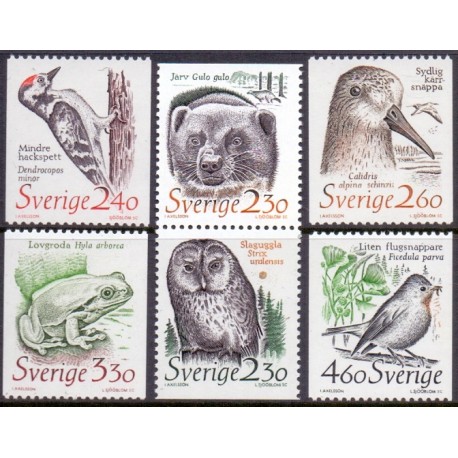 Sverige. 1989. Den truede faune. AFA nr. 1484-89 postfrisk Stemplet hæfte FDC parstykkke SWEDEN **/o