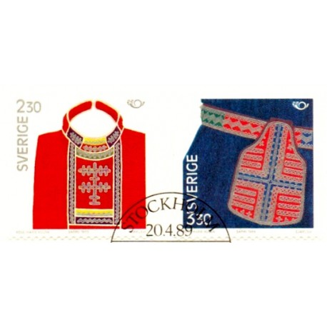 Sverige. 1989. Fællesnordiskudgave. AFA nr. 1497-98 postfrisk  Stemplet hæfte FDC parstykkke SWEDEN **/o