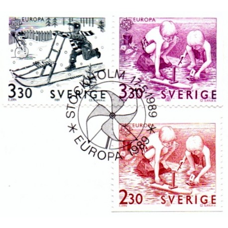 Sverige. 1989. Europamærker / CEPT. AFA nr. 1499-1501 postfrisk   Stemplet hæfte FDC parstykkke SWEDEN **/o