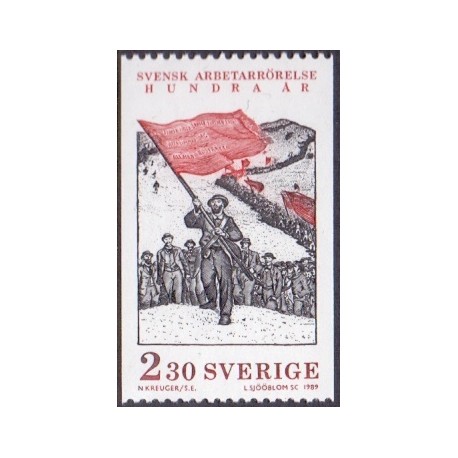 Sverige. 1989. Arbejderbevægelsen i 100 år. AFA nr. 1502 postfrisk  Stemplet hæfte FDC parstykkke SWEDEN **/o