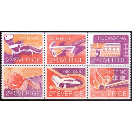 Sverige. 1989. Svensk fortagsomhed. AFA nr. 1510-15 postfrisk sammentryk Stemplet hæfte FDC parstykkke SWEDEN **/o