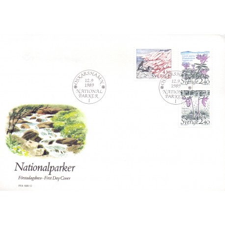 Sverige. 1989. Nationalparker. AFA nr. 1519-21 postfrisk  Stemplet hæfte FDC parstykkke SWEDEN **/o