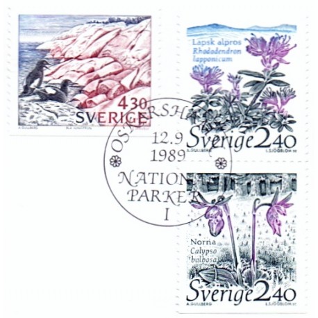 Sverige. 1989. Nationalparker. AFA nr. 1519-21 postfrisk  Stemplet hæfte FDC parstykkke SWEDEN **/o