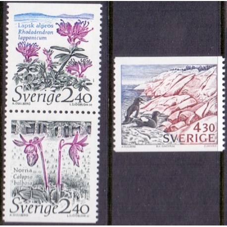 Sverige. 1989. Nationalparker. AFA nr. 1519-21 postfrisk  Stemplet hæfte FDC parstykkke SWEDEN **/o