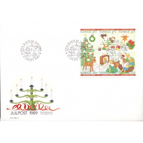 Sverige. 1989. Julefrimærker. AFA nr. 1526-31 postfrisk sammentryk Stemplet hæfte FDC parstykkke SWEDEN **/o