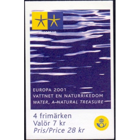 Sverige 2001. Europamærke / CEPT. AFA 2156-9, postfrisk sammentryk stemplet  hæfte FDC parstykkke