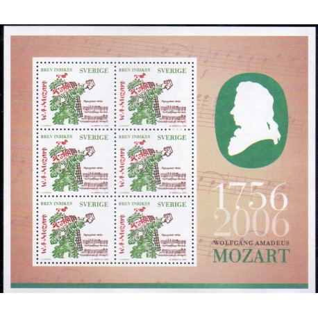 Sverige 2006. Komponister. AFA nr. 2473-75, postfrisk parstykker sammentryk stemplet  hæfte FDC parstykkke