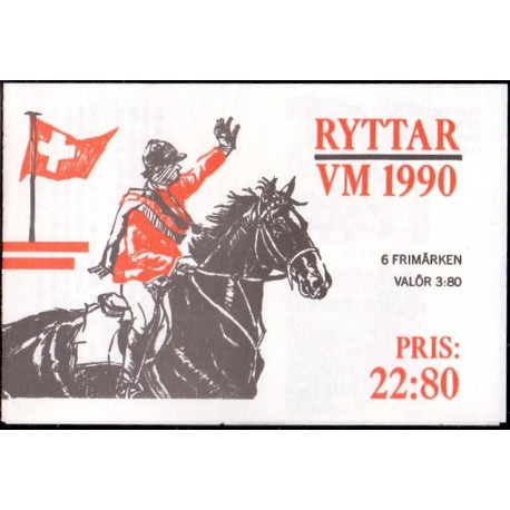 Sverige. 1990. VM i ridning. AFA nr. 1553-58 postfriske parstykker Stemplet hæfte FDC parstykkke SWEDEN **/o