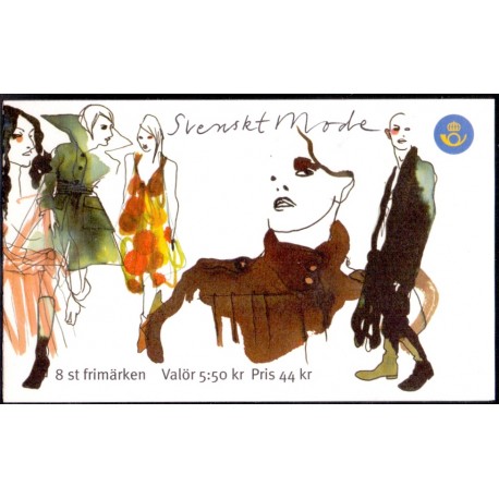Sverige 2007. Svensk mode. AFA nr. 2534-41, postfrisk sammentryk stemplet  hæfte FDC parstykkke