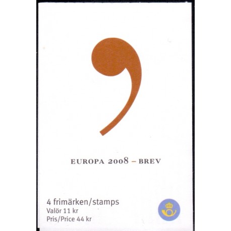 Sverige 2008. Europamærker / CEPT. AFA nr. 2573-74, postfrisk sammentryk stemplet  hæfte FDC parstykkke