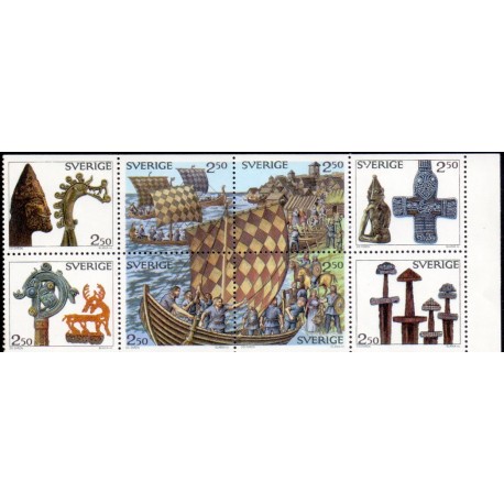 Sverige. 1990. Vikinger. AFA nr. 1539-46 postfrisk parstykker Stemplet hæfte FDC parstykkke SWEDEN **/o