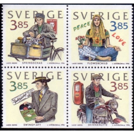 Sverige 1996. Fire  generationer. AFA 1893-6 postfrisk stemplet  hæfte FDC