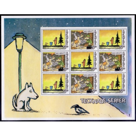 Sverige 2008. Tegneserier. AFA nr. 2590-97, postfrisk stemplet  hæfte FDC parstykkke