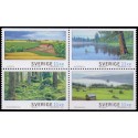 Sverige 2007. Sommerlandskaber. AFA nr. 2524-27, postfrisk sammentryk stemplet  hæfte FDC parstykkke