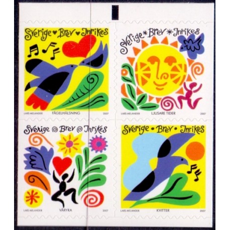 Sverige 2007. Forårstegn. AFA nr. 2501-04, postfrisk sammentryk stemplet  hæfte FDC parstykkke